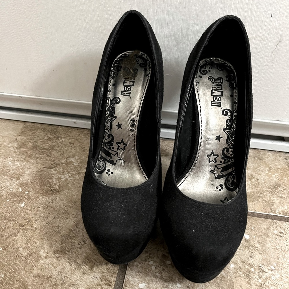 All black suede stilettos